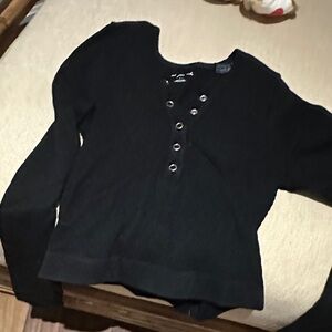 Black Ribbed Long Sleeve Top